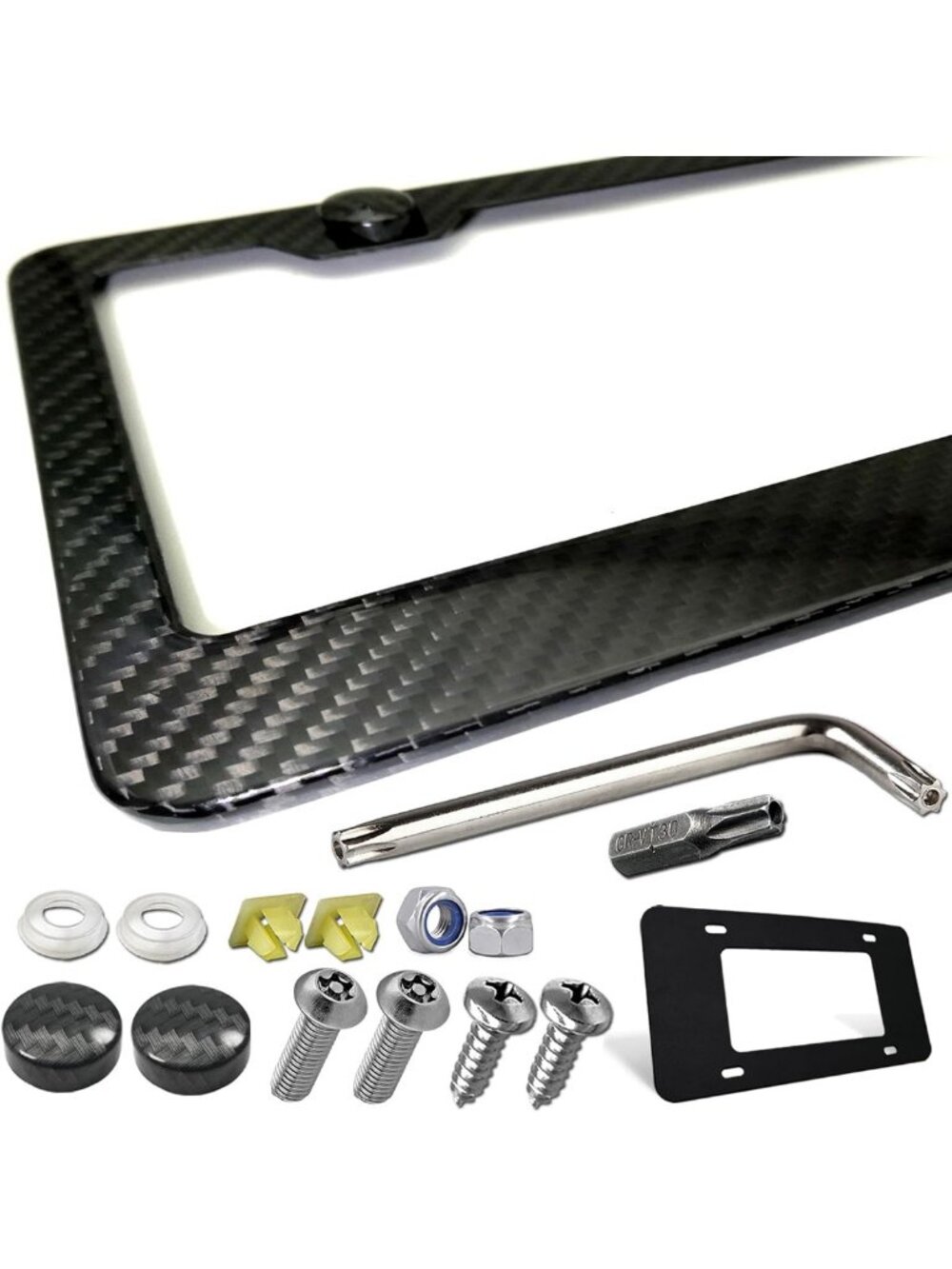 Sleek Carbon Fiber License Plate Frame | Durable Stainless Steel Tag Holder